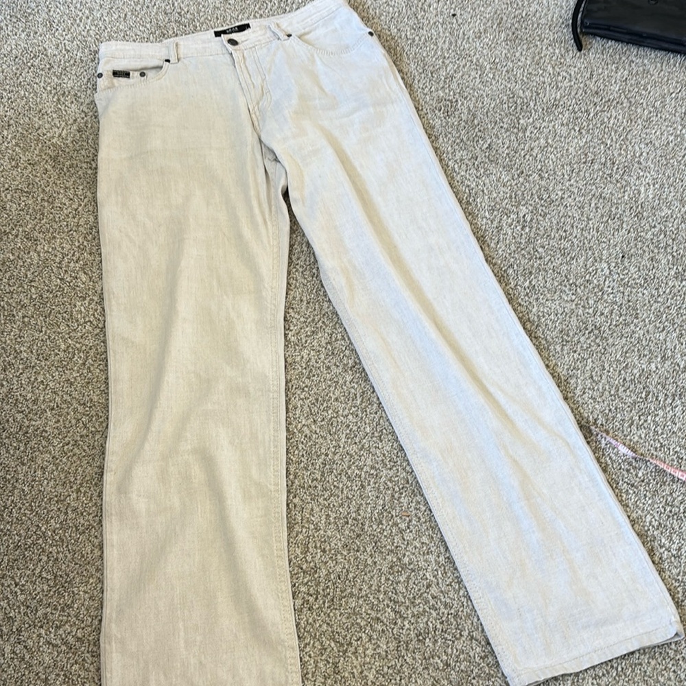 Brax Carlos Straight Leg linen|cotton blend Pants Size 35/ 34